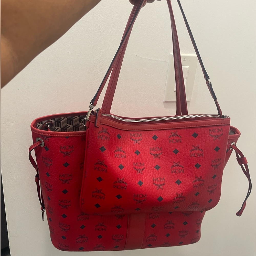 Red Medium MCM tote